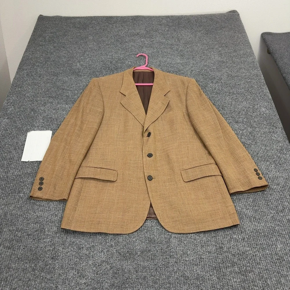 Vintage Antonio Corapi Blazer Mens 40R Brown Wool Linen Blend Sport Coat Classic